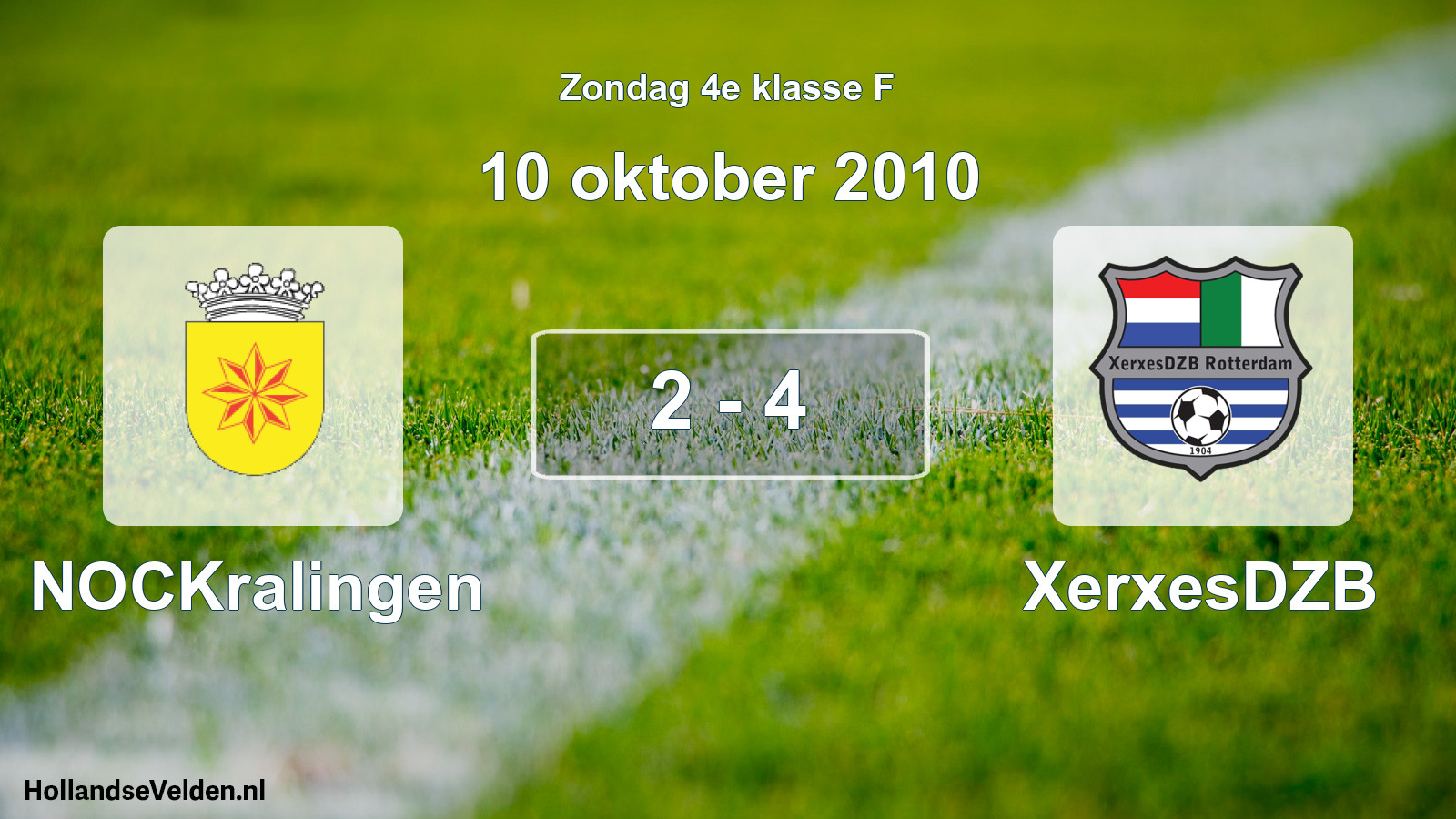 Total number of matches played: NOCKralingen - XerxesDZB 2 - 4 (10 October 2010)