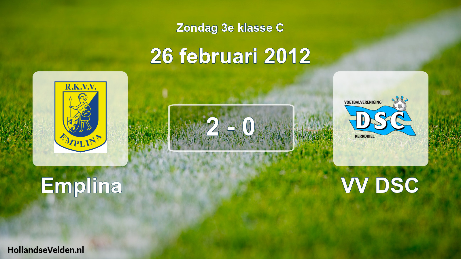 Total number of matches played: Emplina - VV DSC 2 - 0 (26 February 2012)