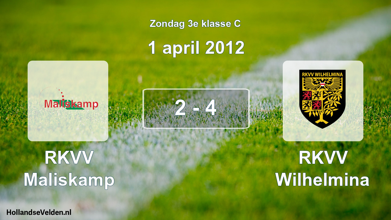 Total number of matches played: RKVV Maliskamp - RKVV Wilhelmina 2 - 4 (1 April 2012)