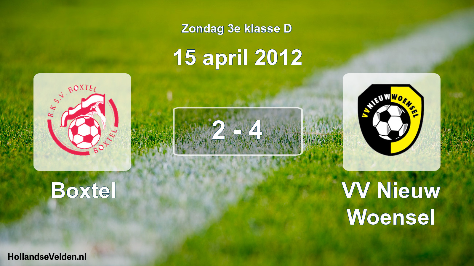Total number of matches played: Boxtel - VV Nieuw Woensel 2 - 4 (15 April 2012)