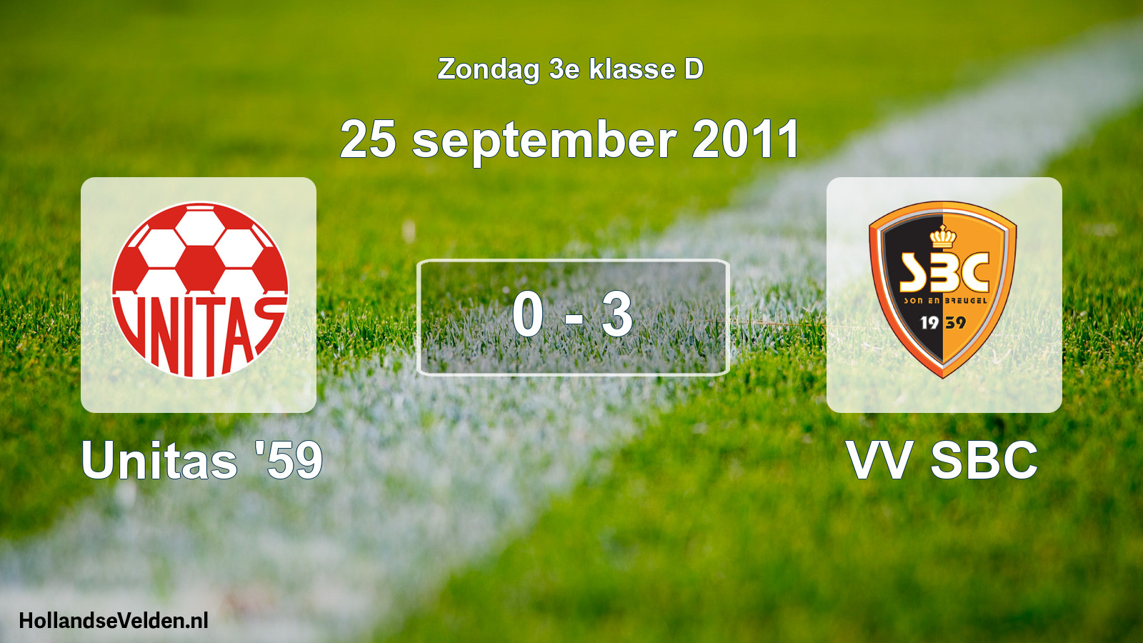 Total number of matches played: Unitas '59 - VV SBC 0 - 3 (25 September 2011)