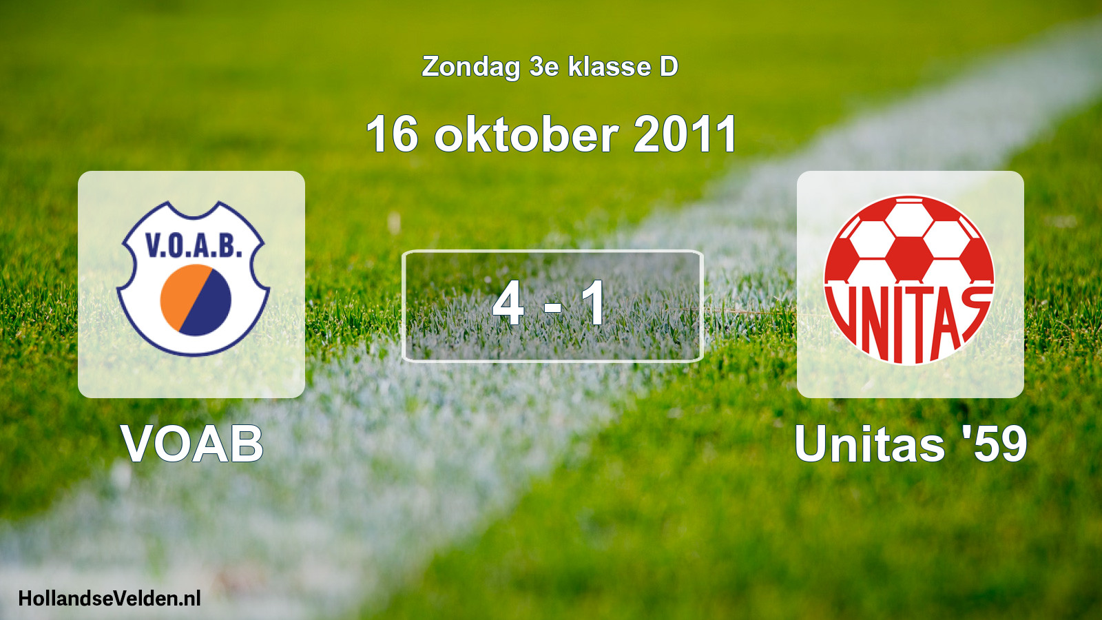 Total number of matches played: VOAB - Unitas '59 4 - 1 (16 October 2011)