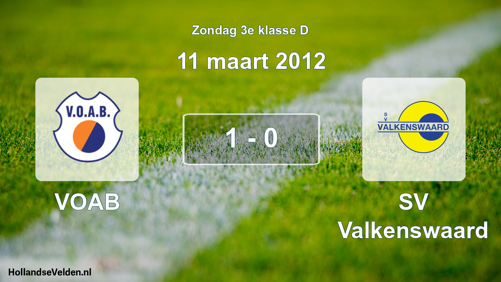 Total number of matches played: VOAB - SV Valkenswaard 1 - 0 (11 March 2012)