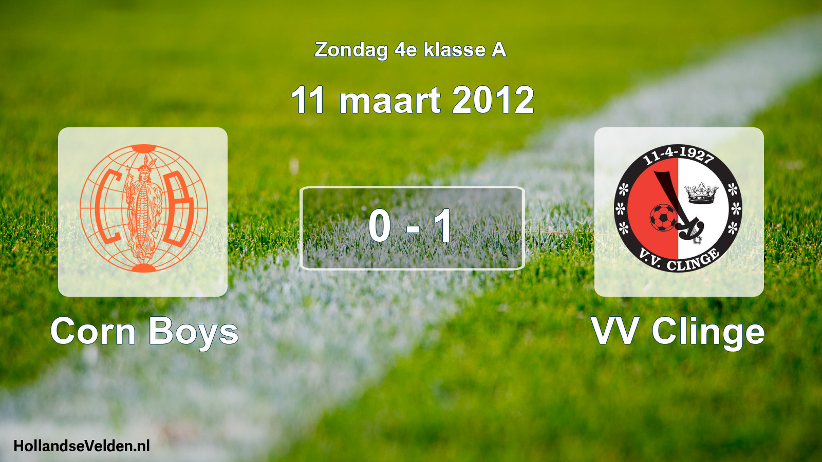 Total number of matches played: Corn Boys - VV Clinge 0 - 1 (11 March 2012)