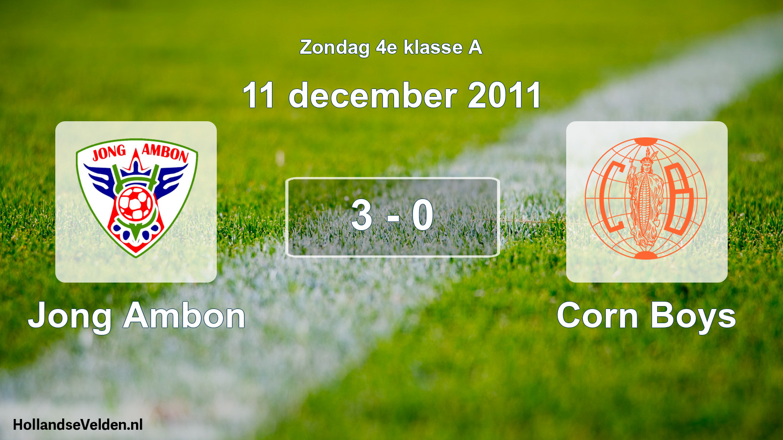 Total number of matches played: Jong Ambon - Corn Boys 3 - 0 (11 December 2011)