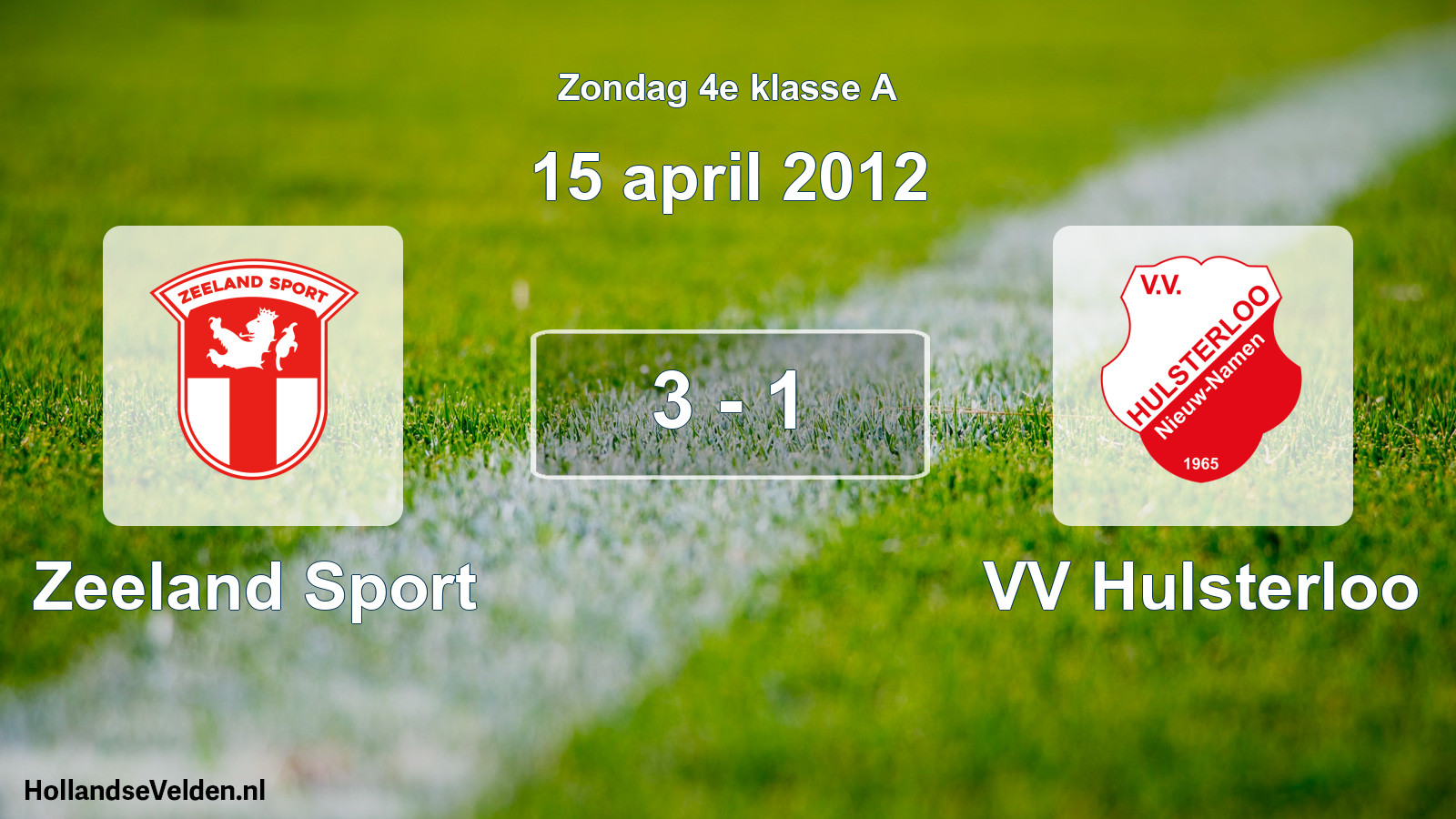 Total number of matches played: Zeeland Sport - VV Hulsterloo 3 - 1 (15 April 2012)