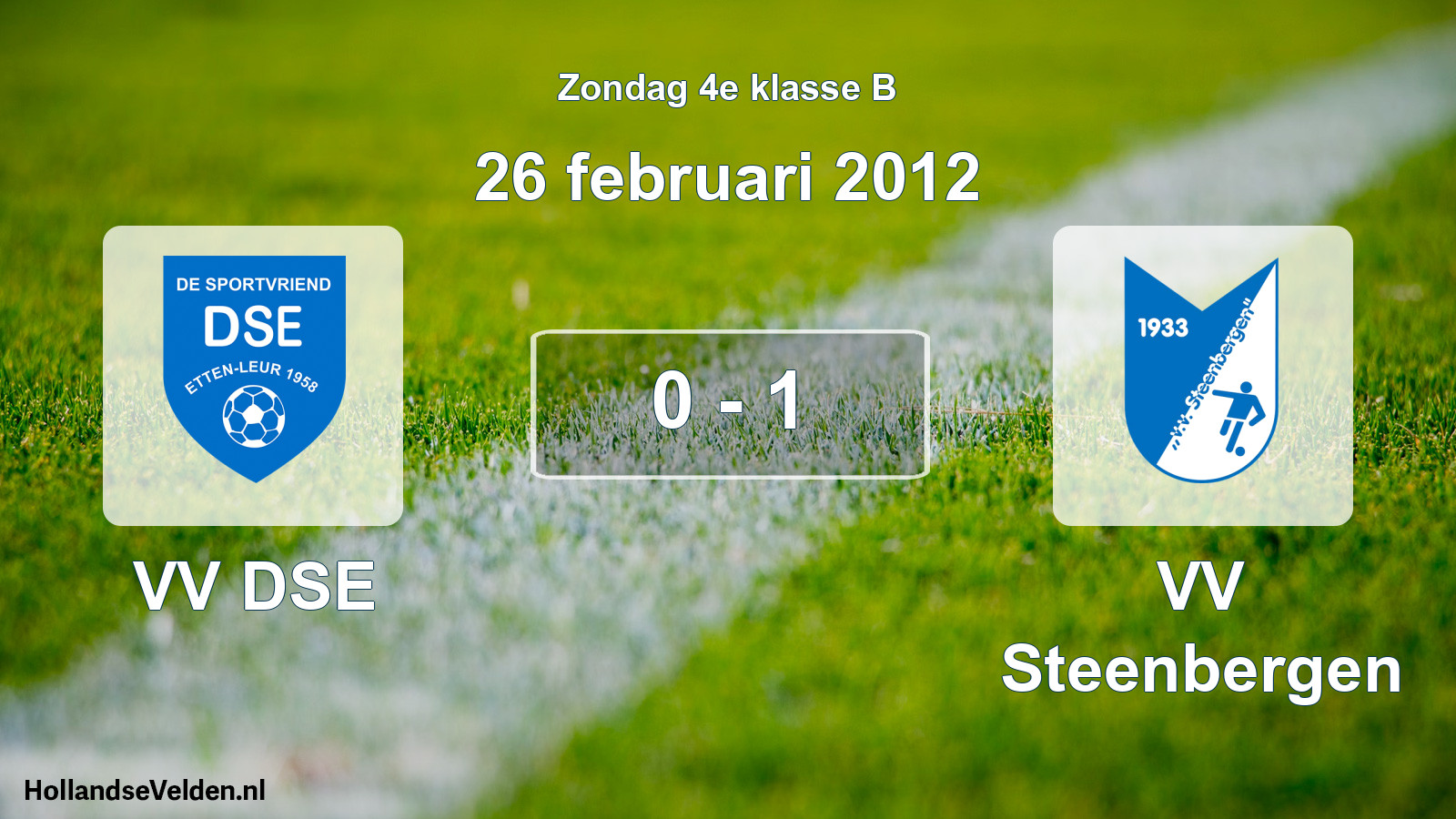 Total number of matches played: VV DSE - VV Steenbergen 0 - 1 (26 February 2012)
