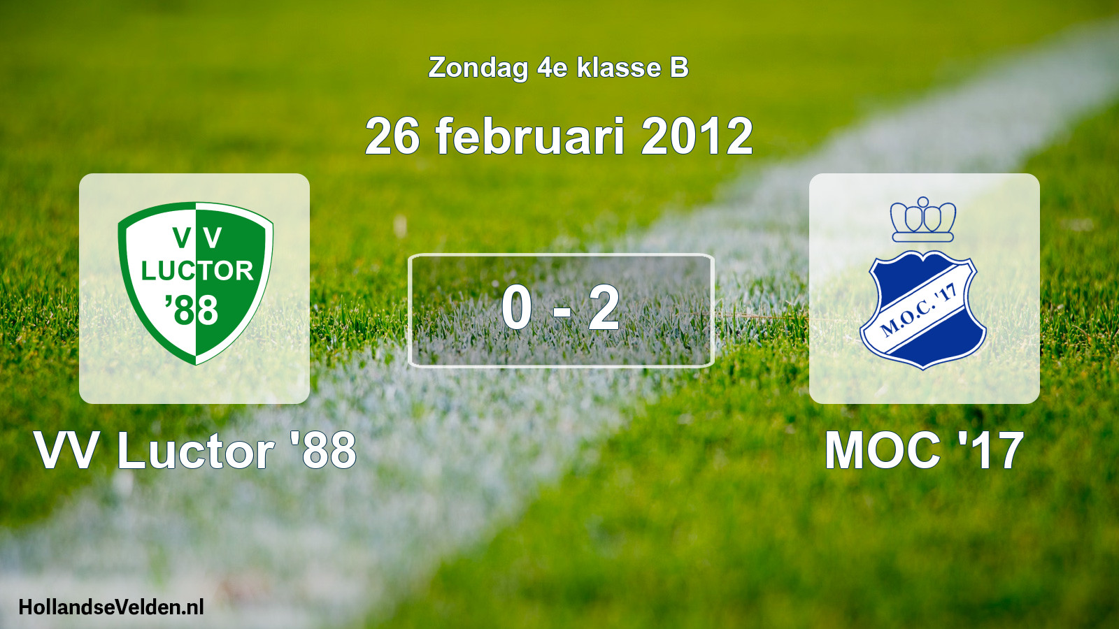 Total number of matches played: VV Luctor '88 - MOC '17 0 - 2 (26 February 2012)
