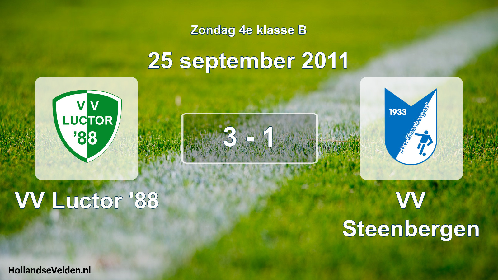 Total number of matches played: VV Luctor '88 - VV Steenbergen 3 - 1 (25 September 2011)