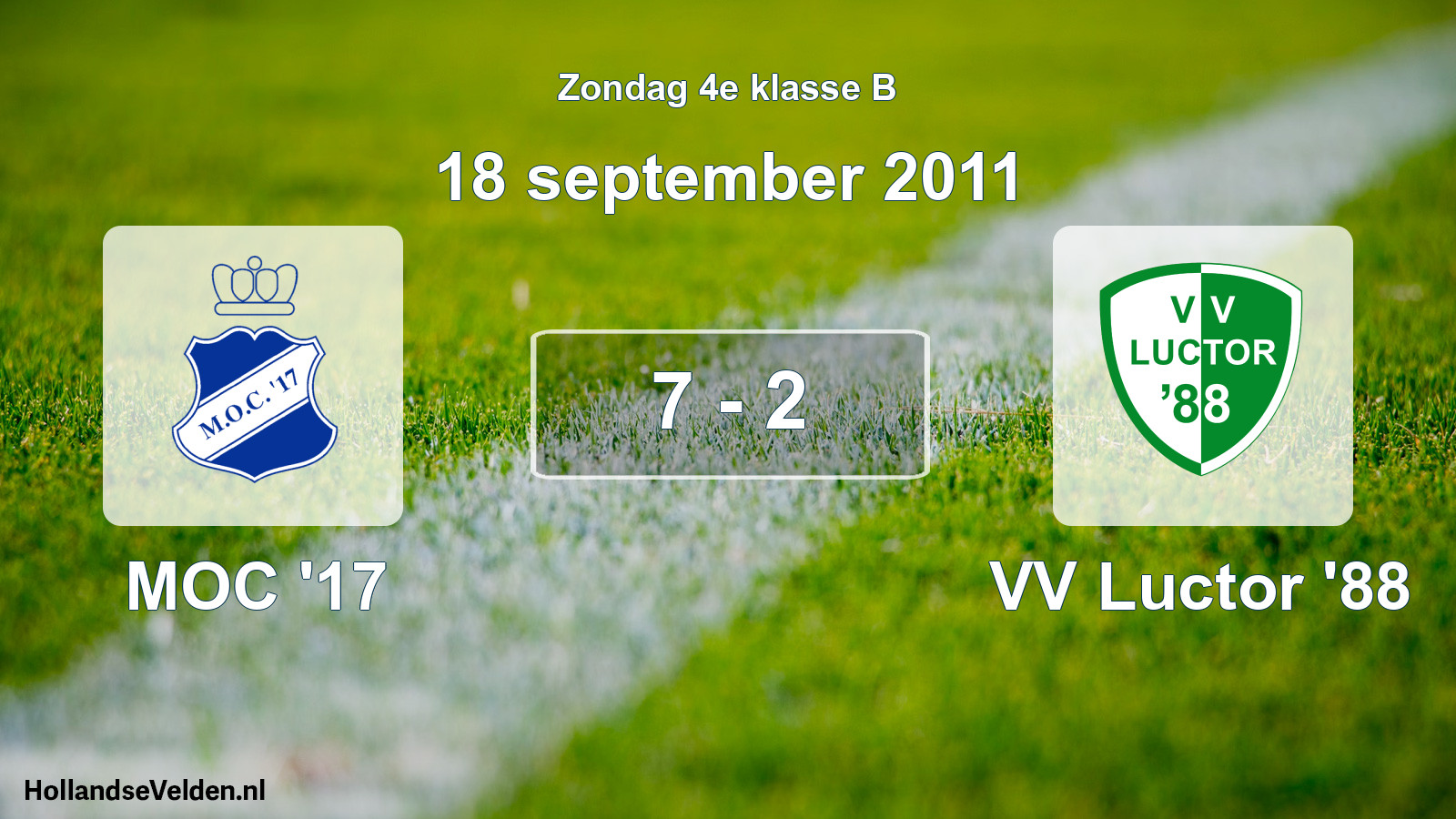 Total number of matches played: MOC '17 - VV Luctor '88 7 - 2 (18 September 2011)