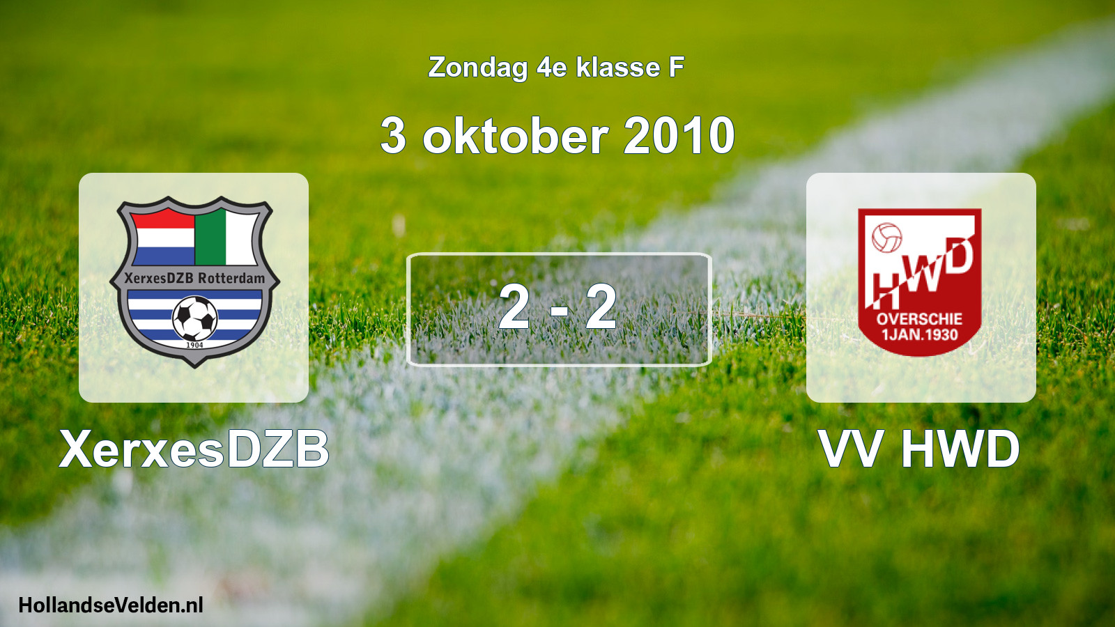 Total number of matches played: XerxesDZB - VV HWD 2 - 2 (3 October 2010)
