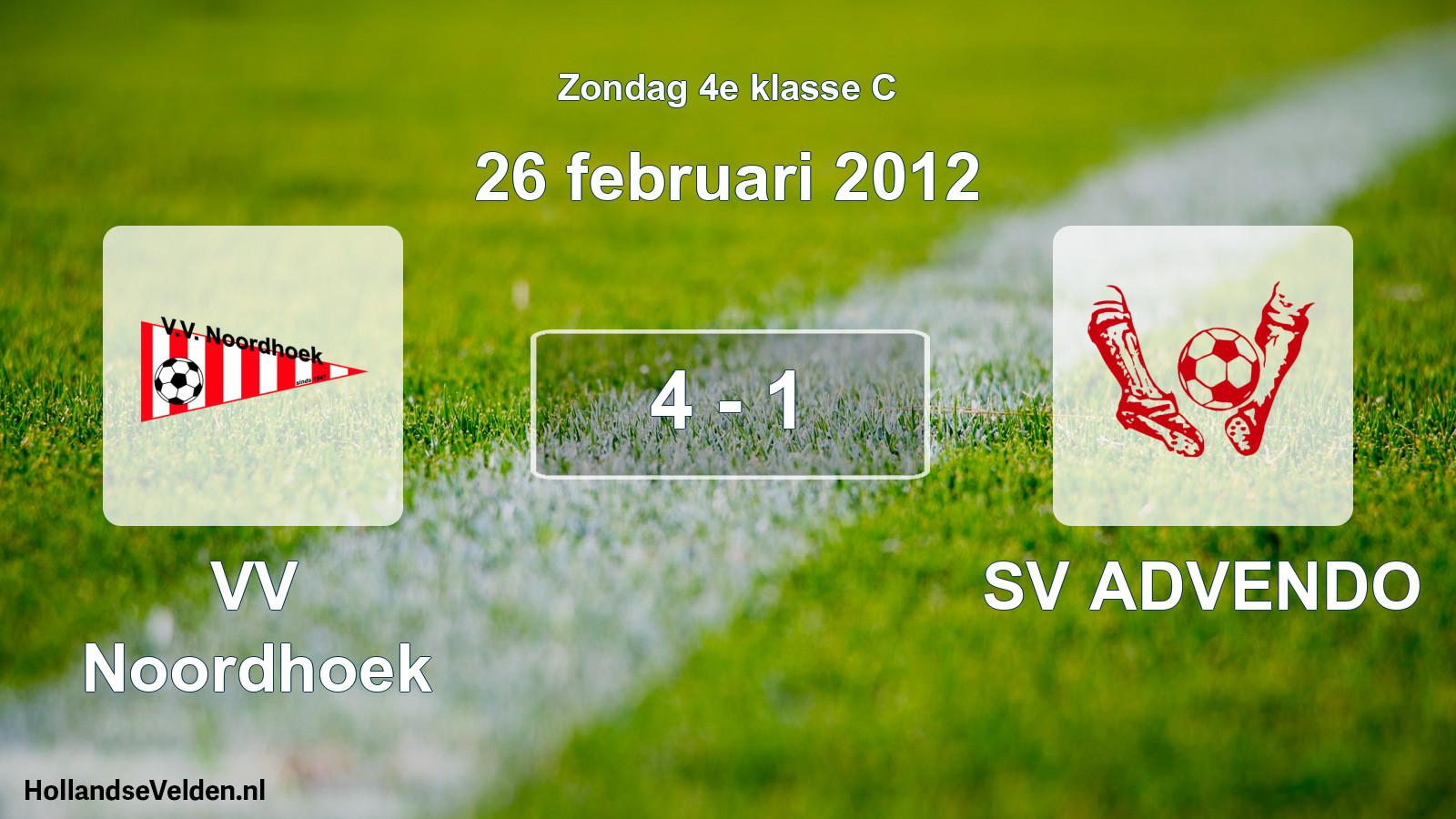 Total number of matches played: VV Noordhoek - SV ADVENDO 4 - 1 (26 February 2012)