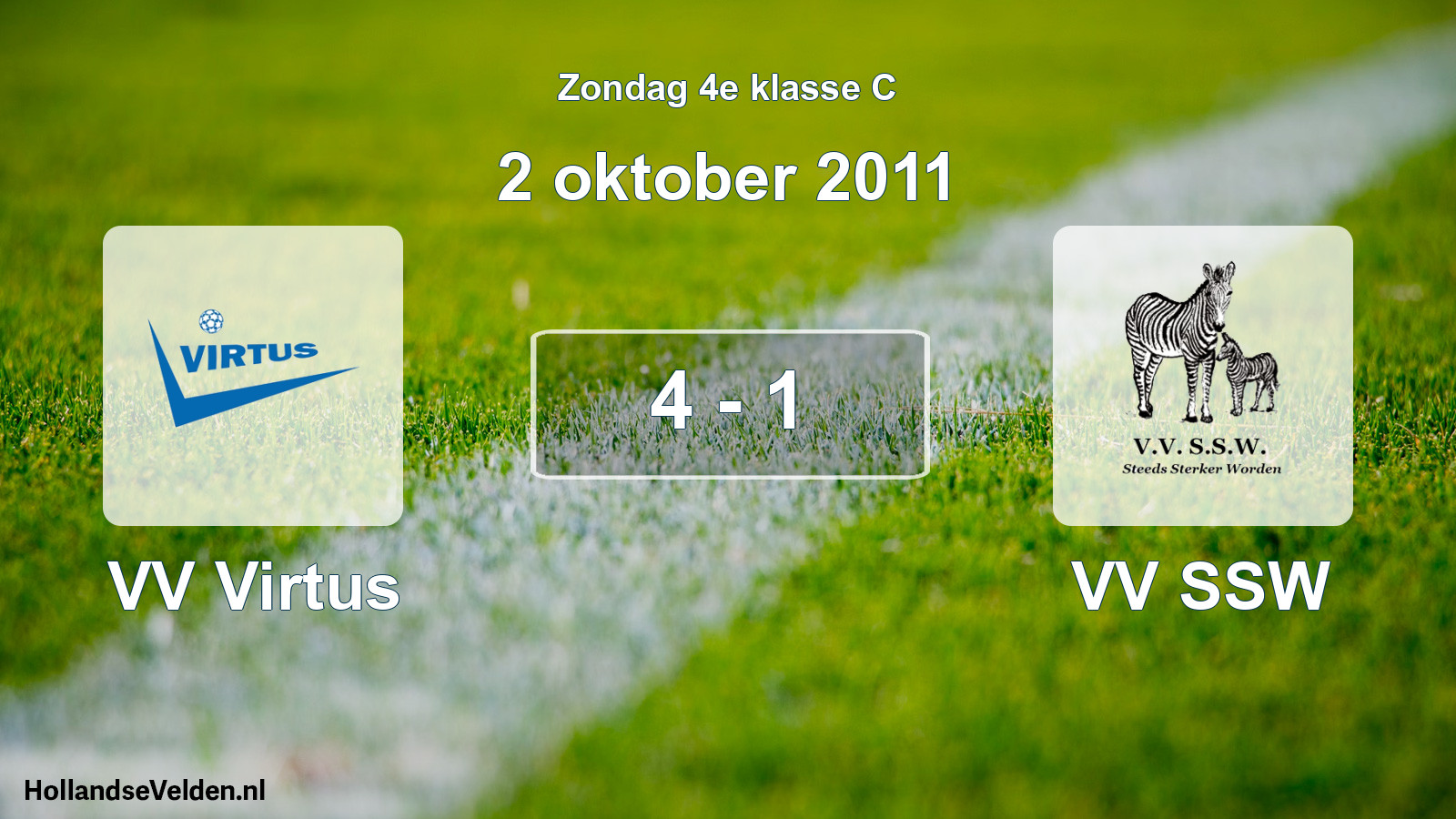 Total number of matches played: VV Virtus - VV SSW 4 - 1 (2 October 2011)