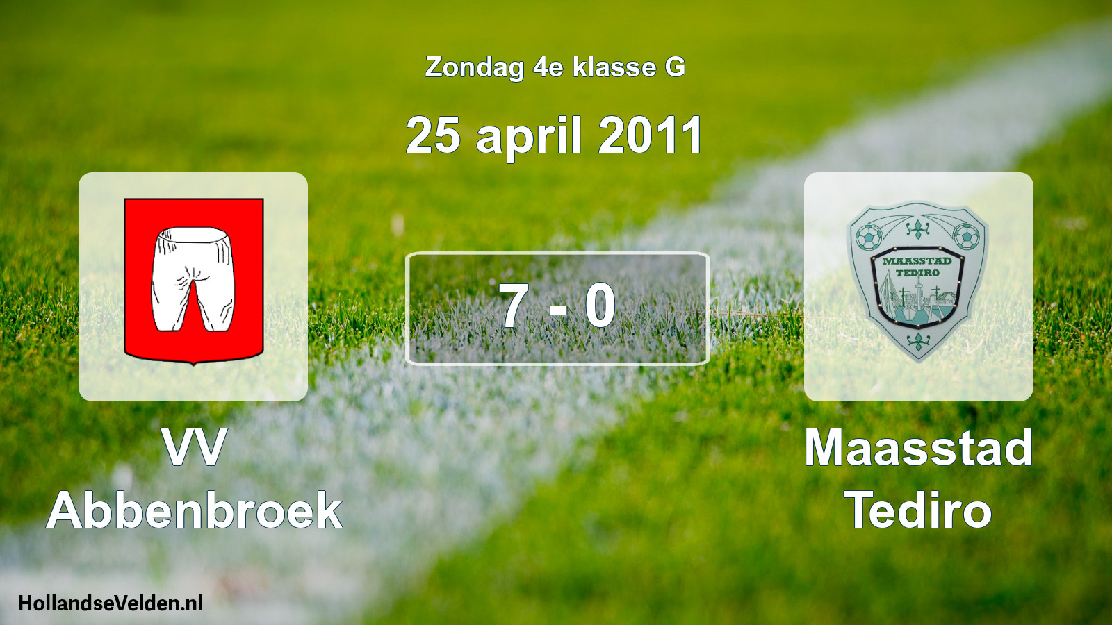 Total number of matches played: VV Abbenbroek - Maasstad Tediro 7 - 0 (25 April 2011)