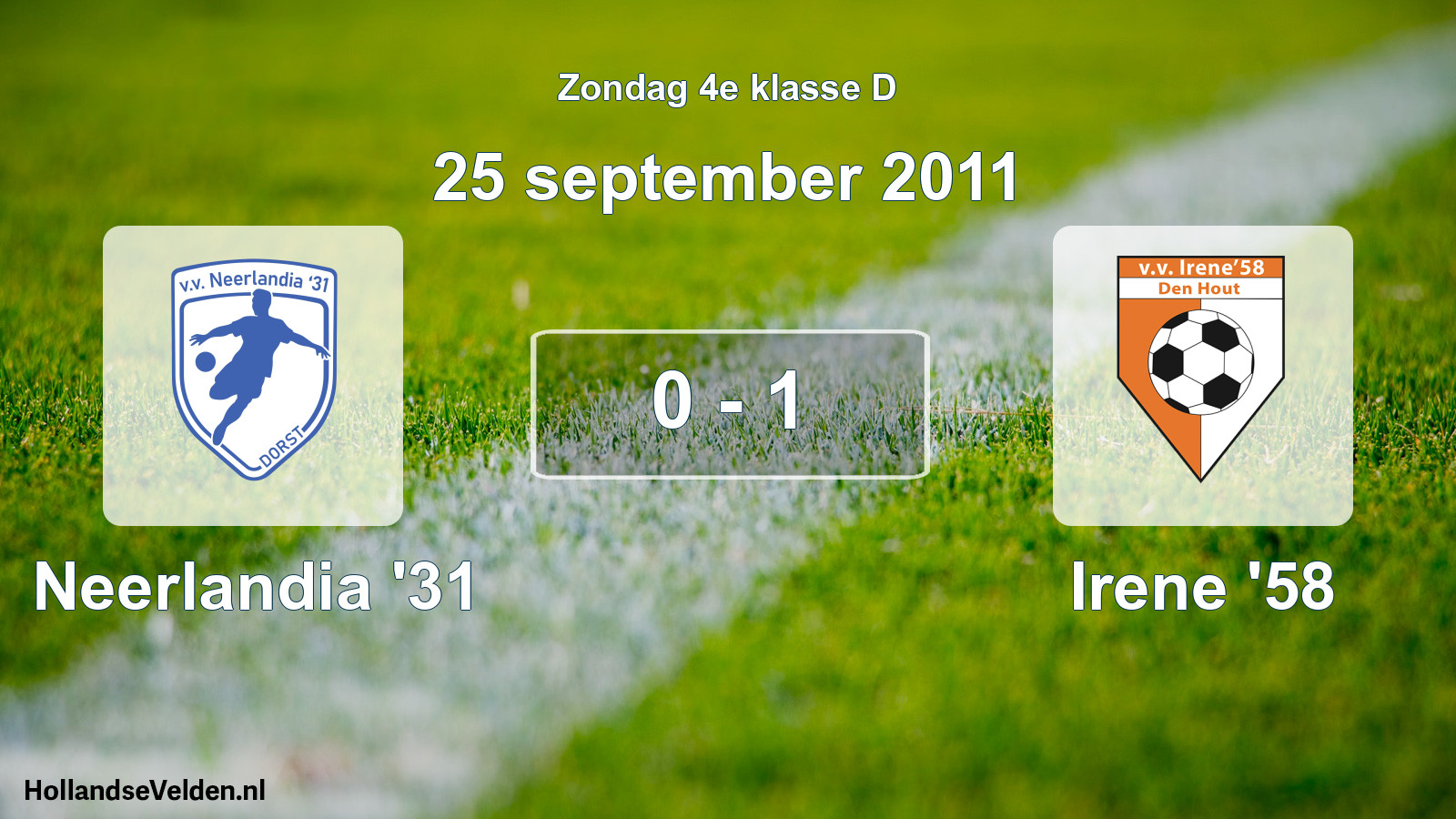 Total number of matches played: Neerlandia '31 - Irene '58 0 - 1 (25 September 2011)
