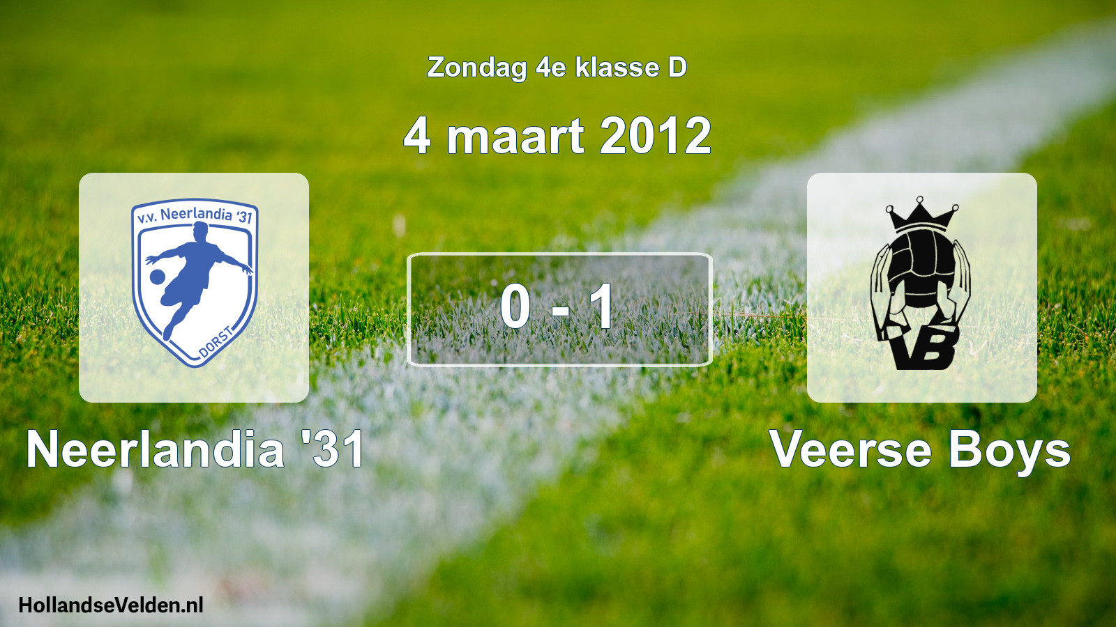 Total number of matches played: Neerlandia '31 - Veerse Boys 0 - 1 (4 March 2012)