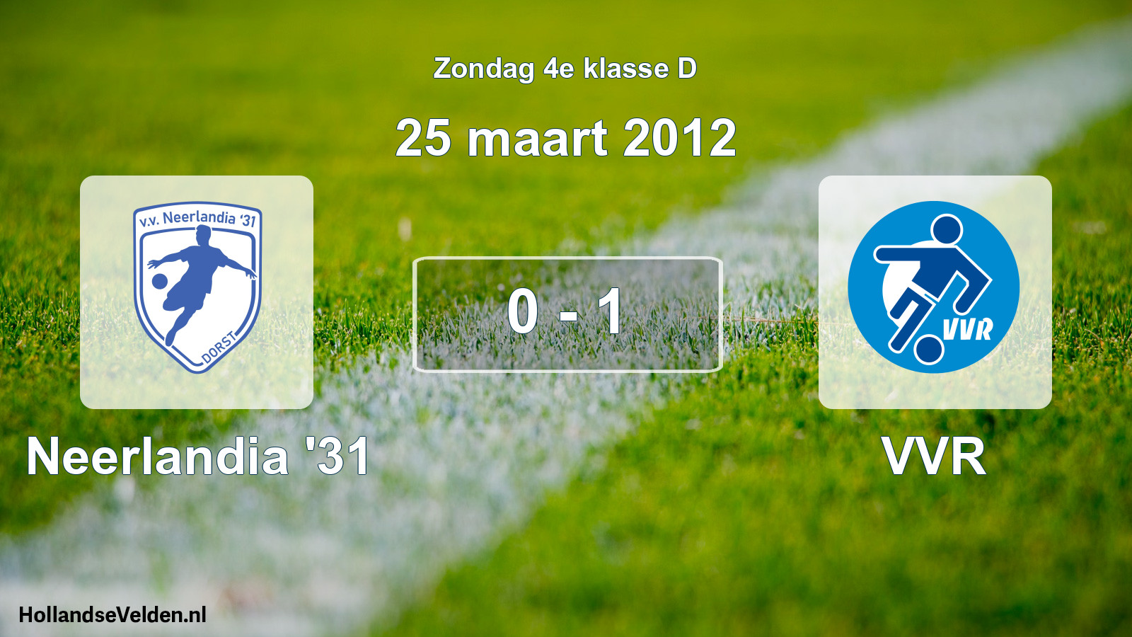 Total number of matches played: Neerlandia '31 - VVR 0 - 1 (25 March 2012)