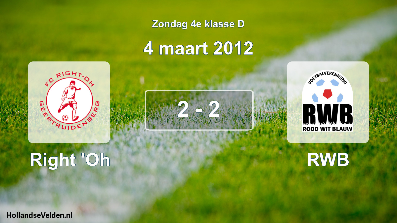 Total number of matches played: Right 'Oh - RWB 2 - 2 (4 March 2012)