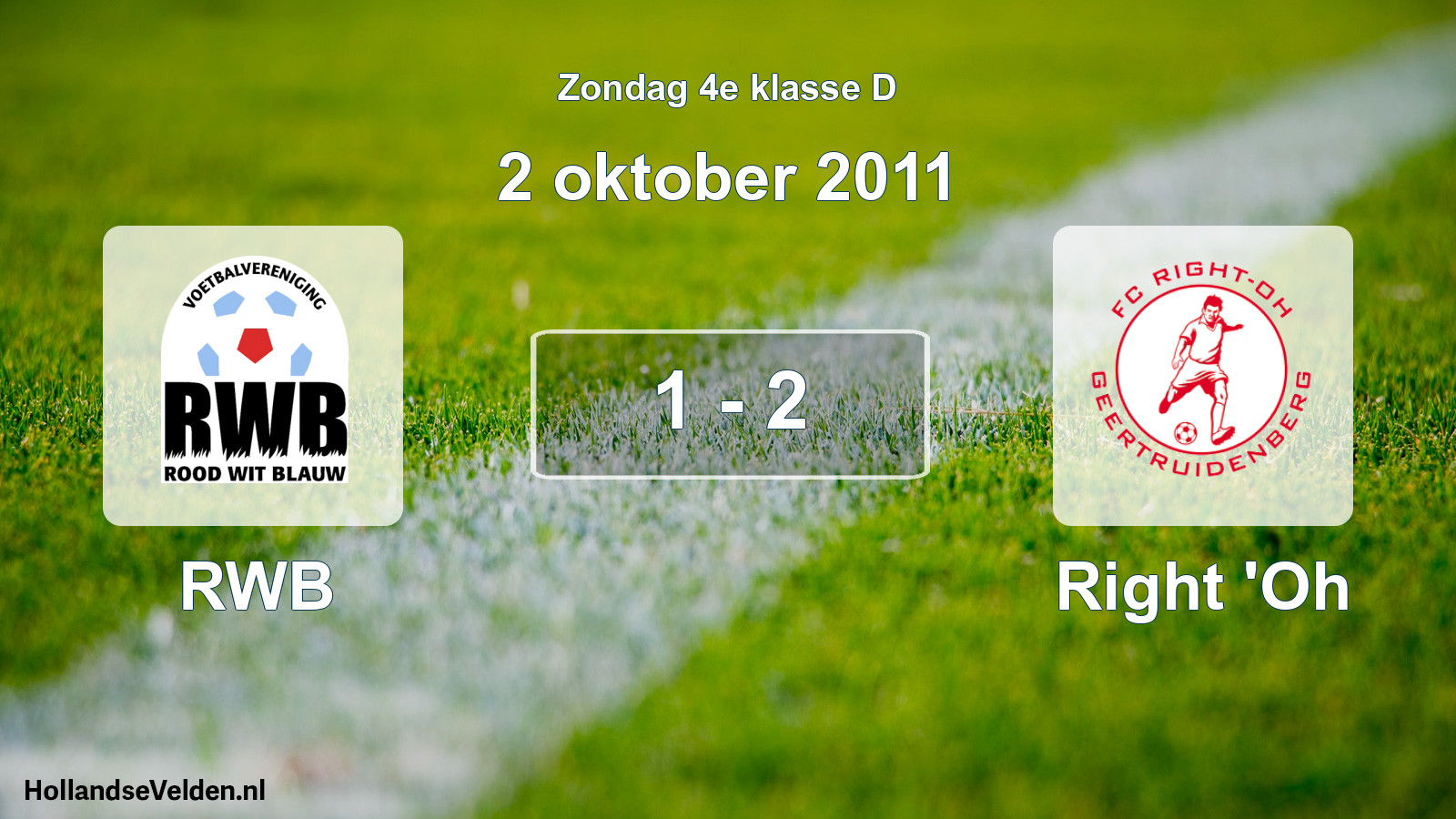 Total number of matches played: RWB - Right 'Oh 1 - 2 (2 October 2011)