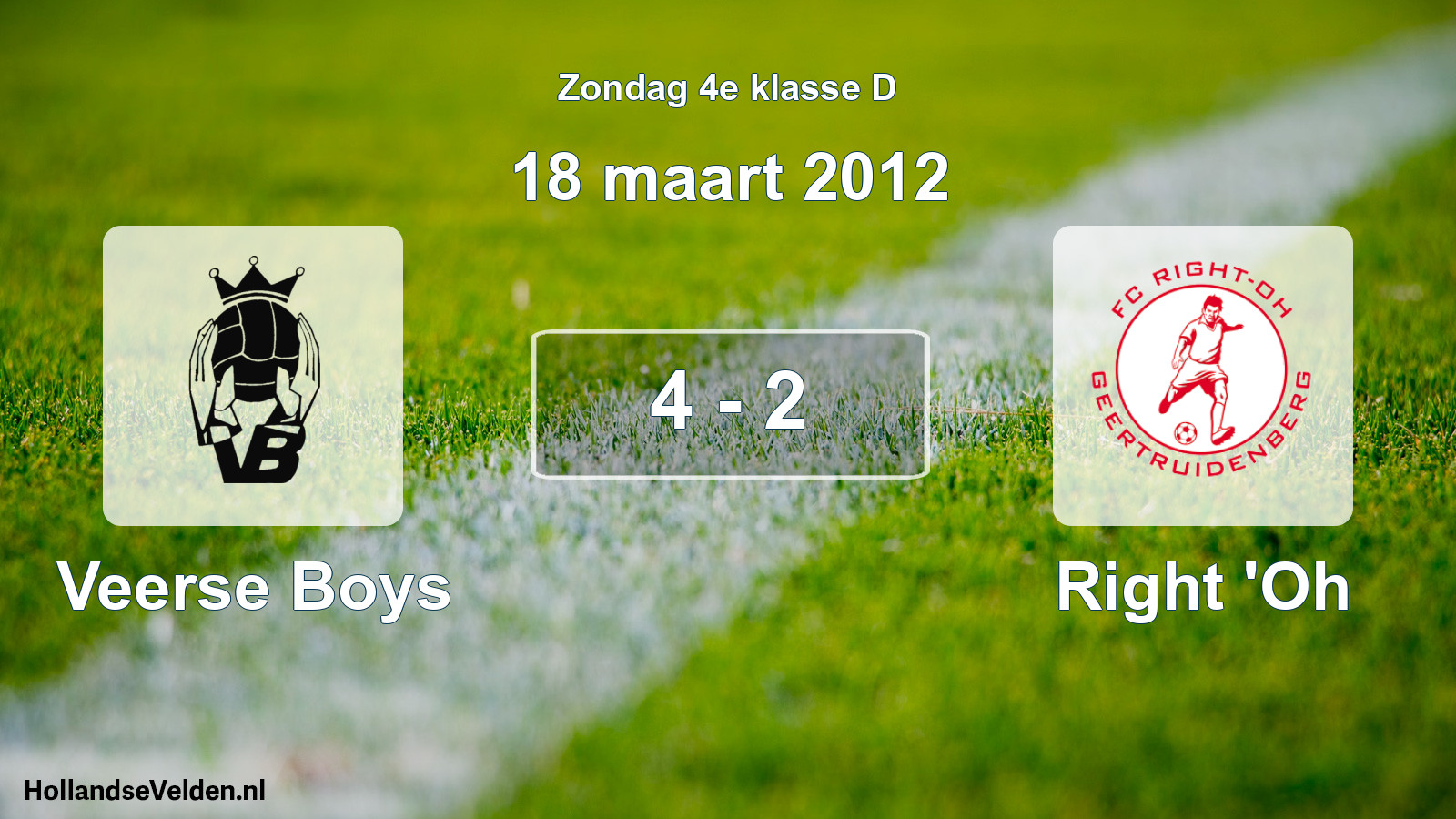 Total number of matches played: Veerse Boys - Right 'Oh 4 - 2 (18 March 2012)