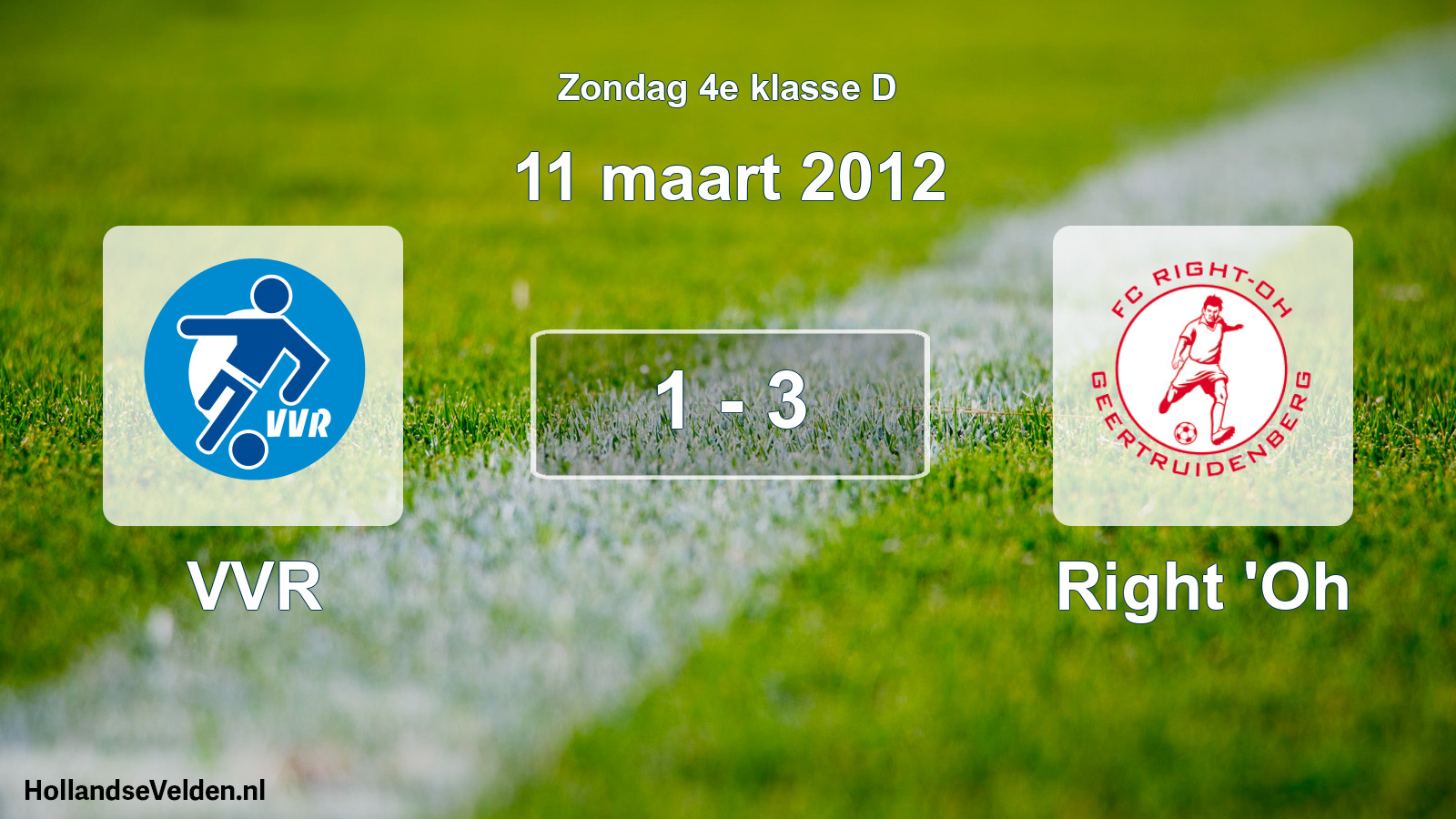 Total number of matches played: VVR - Right 'Oh 1 - 3 (11 March 2012)