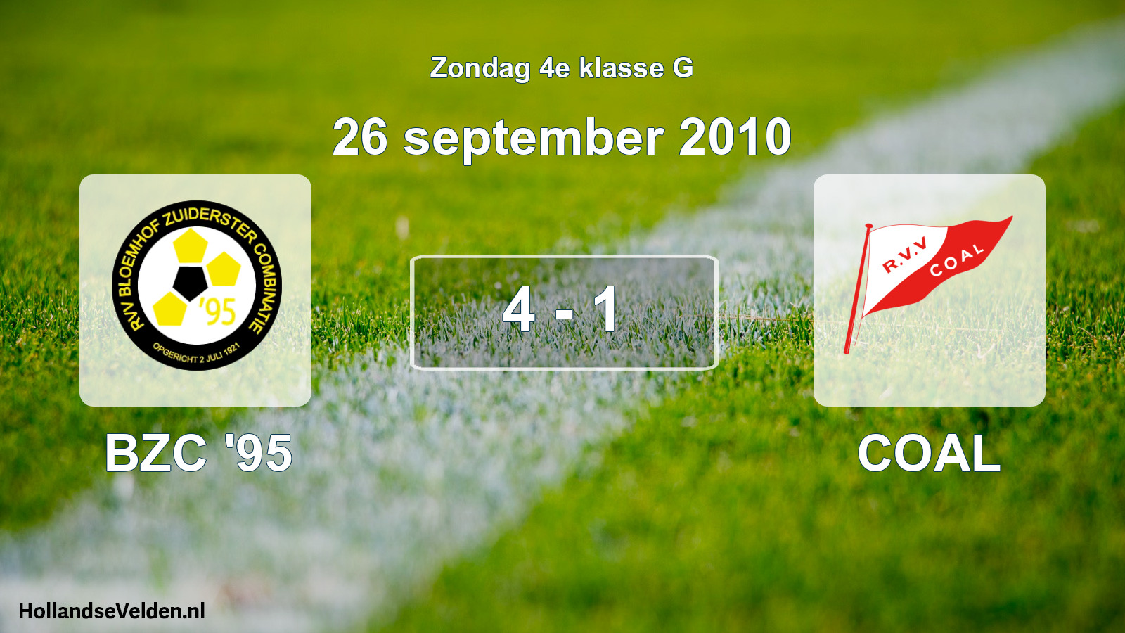 Total number of matches played: BZC '95 - COAL 4 - 1 (26 September 2010)