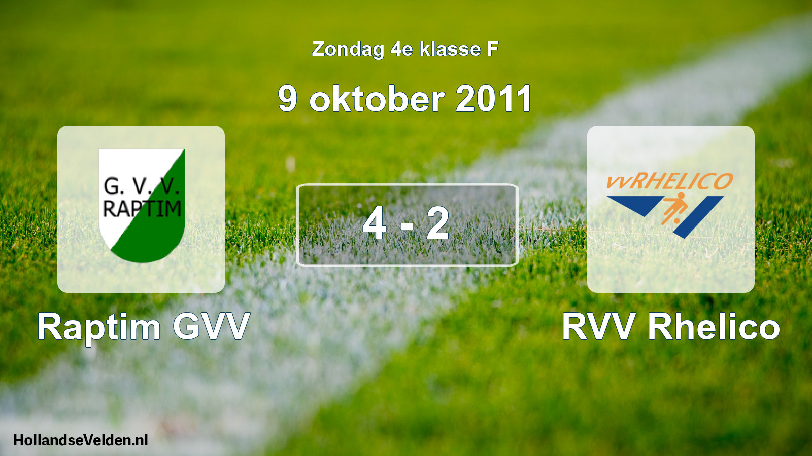 Total number of matches played: Raptim GVV - RVV Rhelico 4 - 2 (9 October 2011)