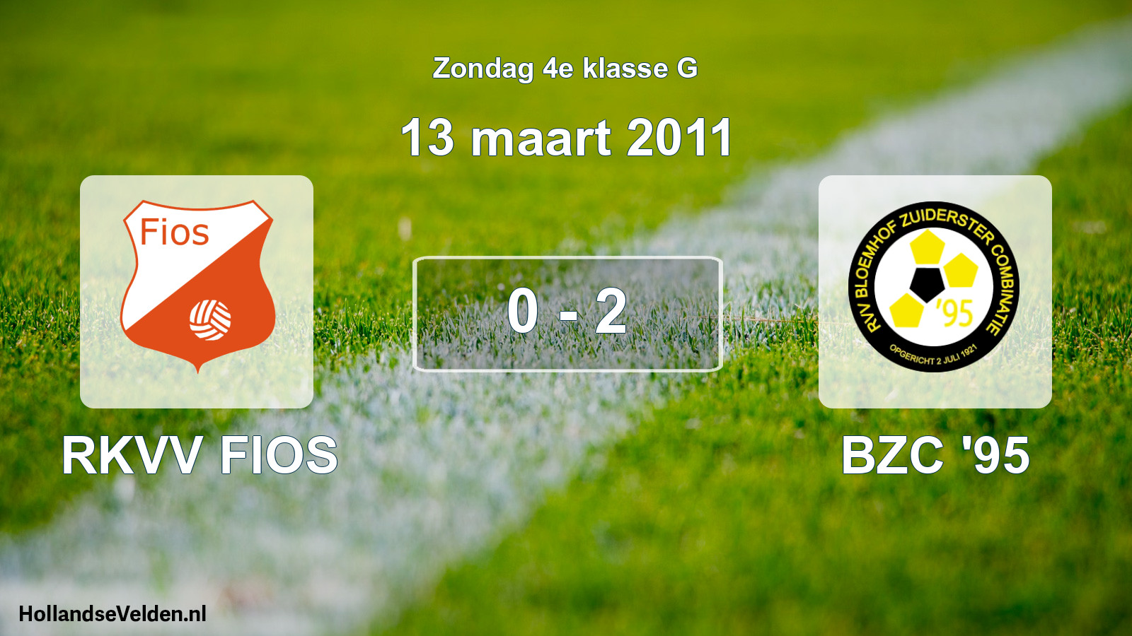 Total number of matches played: RKVV FIOS - BZC '95 0 - 2 (13 March 2011)