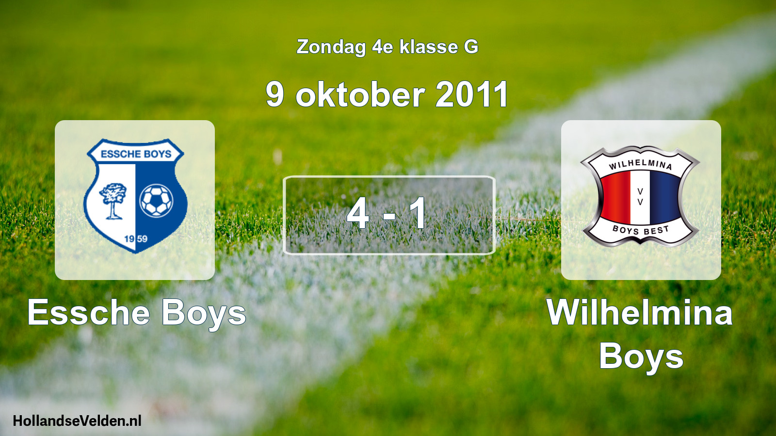 Total number of matches played: Essche Boys - Wilhelmina Boys 4 - 1 (9 October 2011)