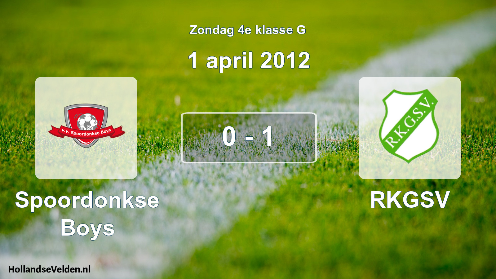 Total number of matches played: Spoordonkse Boys - RKGSV 0 - 1 (1 April 2012)