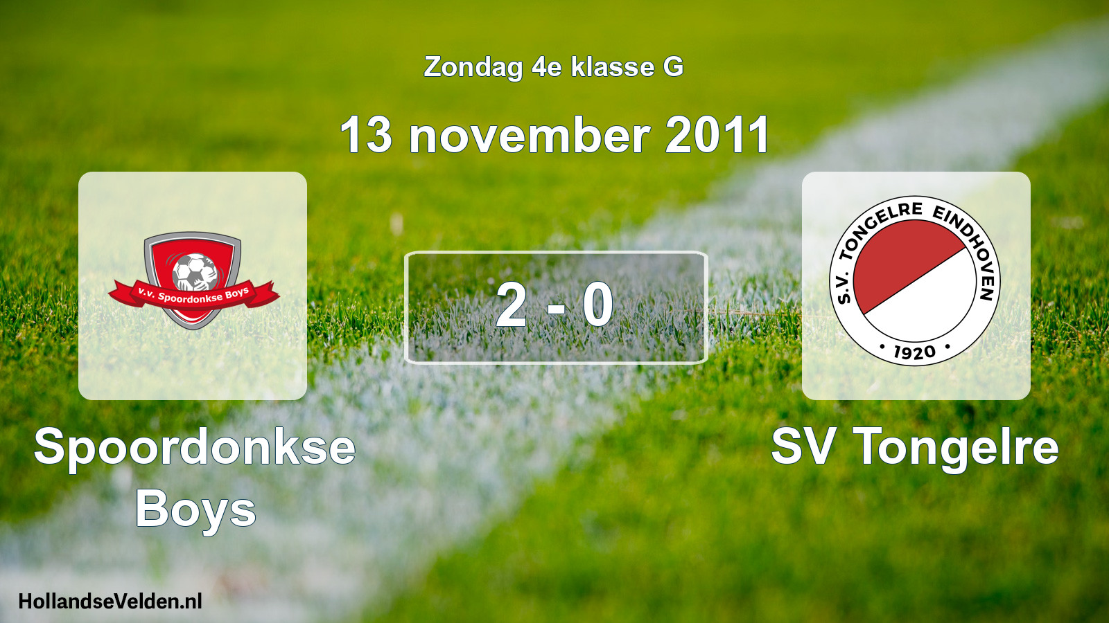 Total number of matches played: Spoordonkse Boys - SV Tongelre 2 - 0 (13 November 2011)