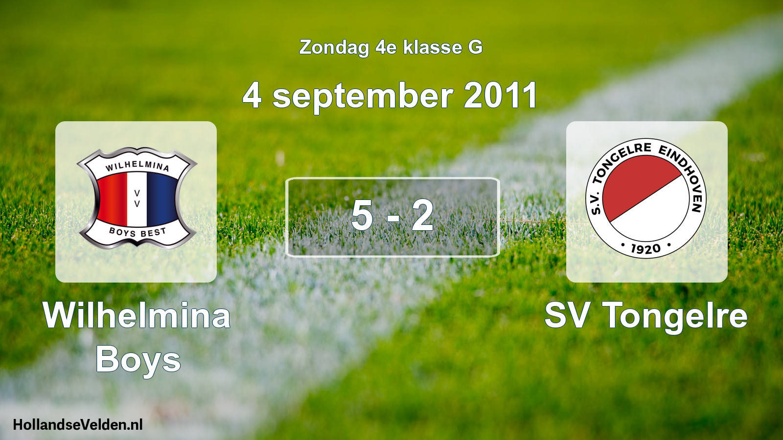 Total number of matches played: Wilhelmina Boys - SV Tongelre 5 - 2 (4 September 2011)
