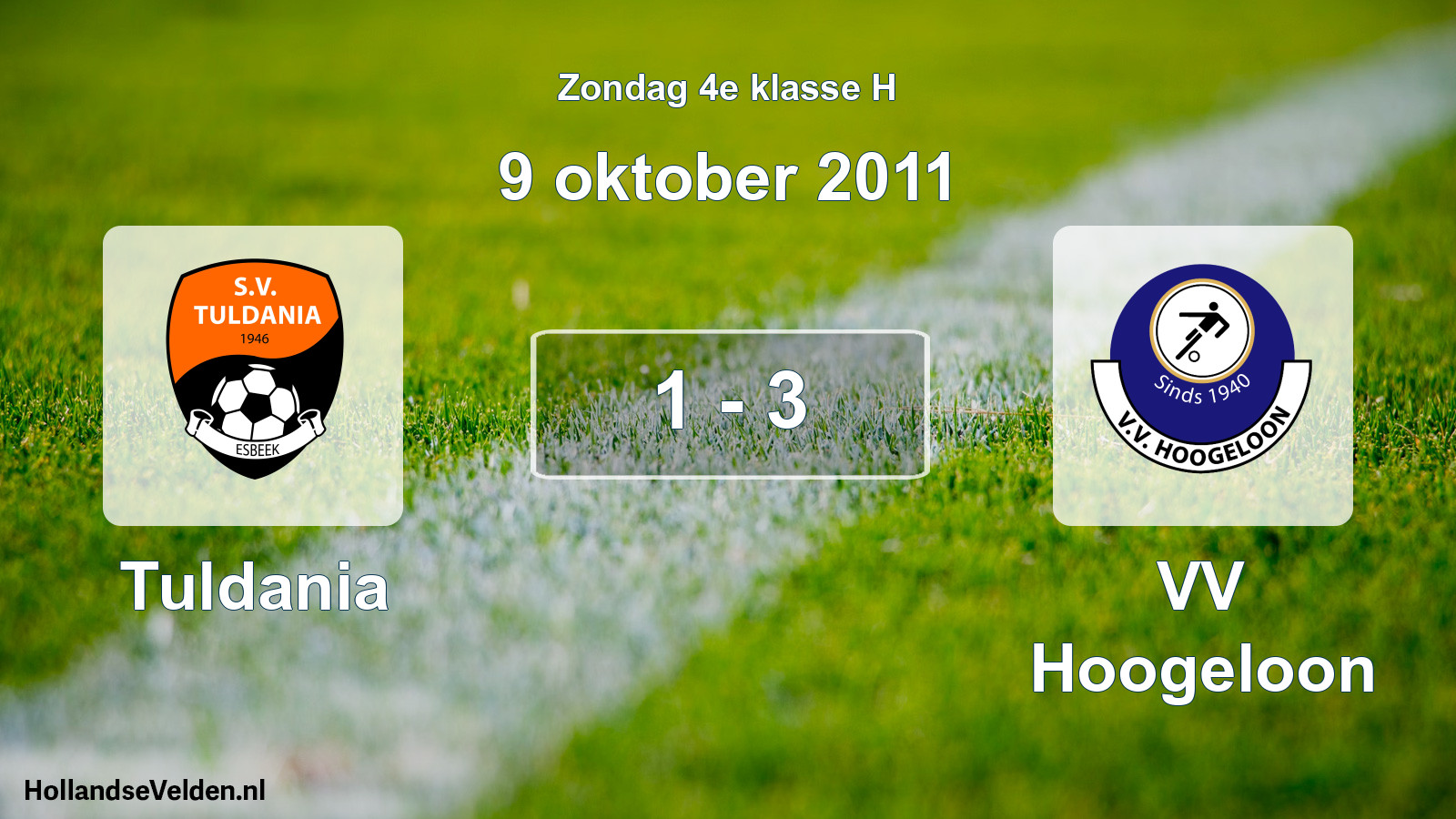 Total number of matches played: Tuldania - VV Hoogeloon 1 - 3 (9 October 2011)