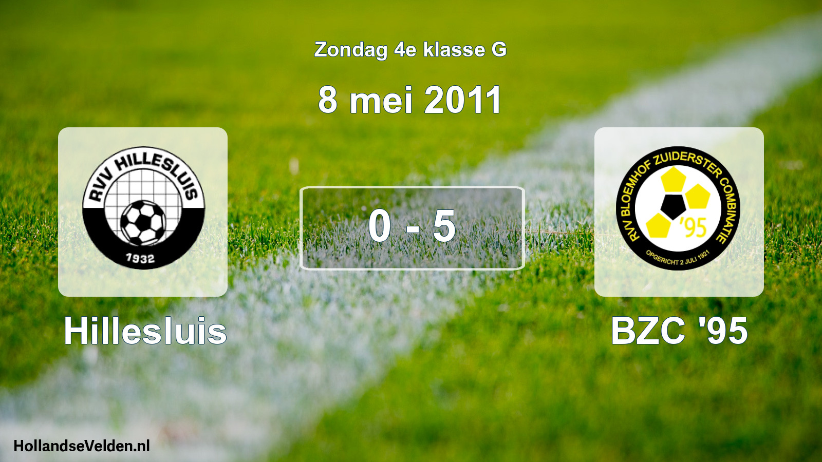 Total number of matches played: Hillesluis - BZC '95 0 - 5 (8 May 2011)
