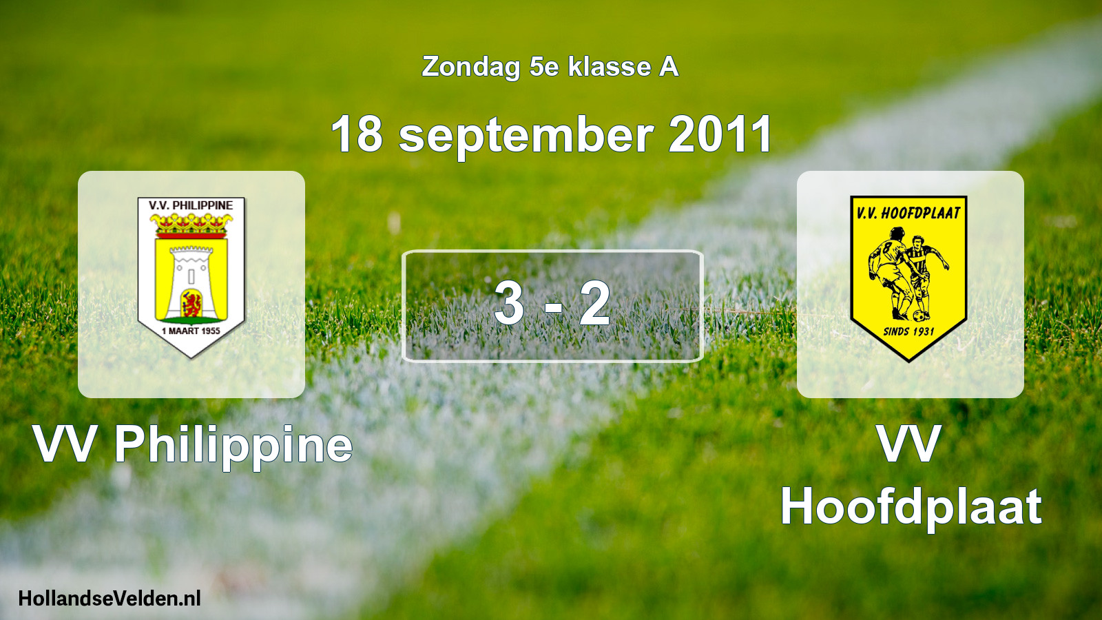 Total number of matches played: VV Philippine - VV Hoofdplaat 3 - 2 (18 September 2011)