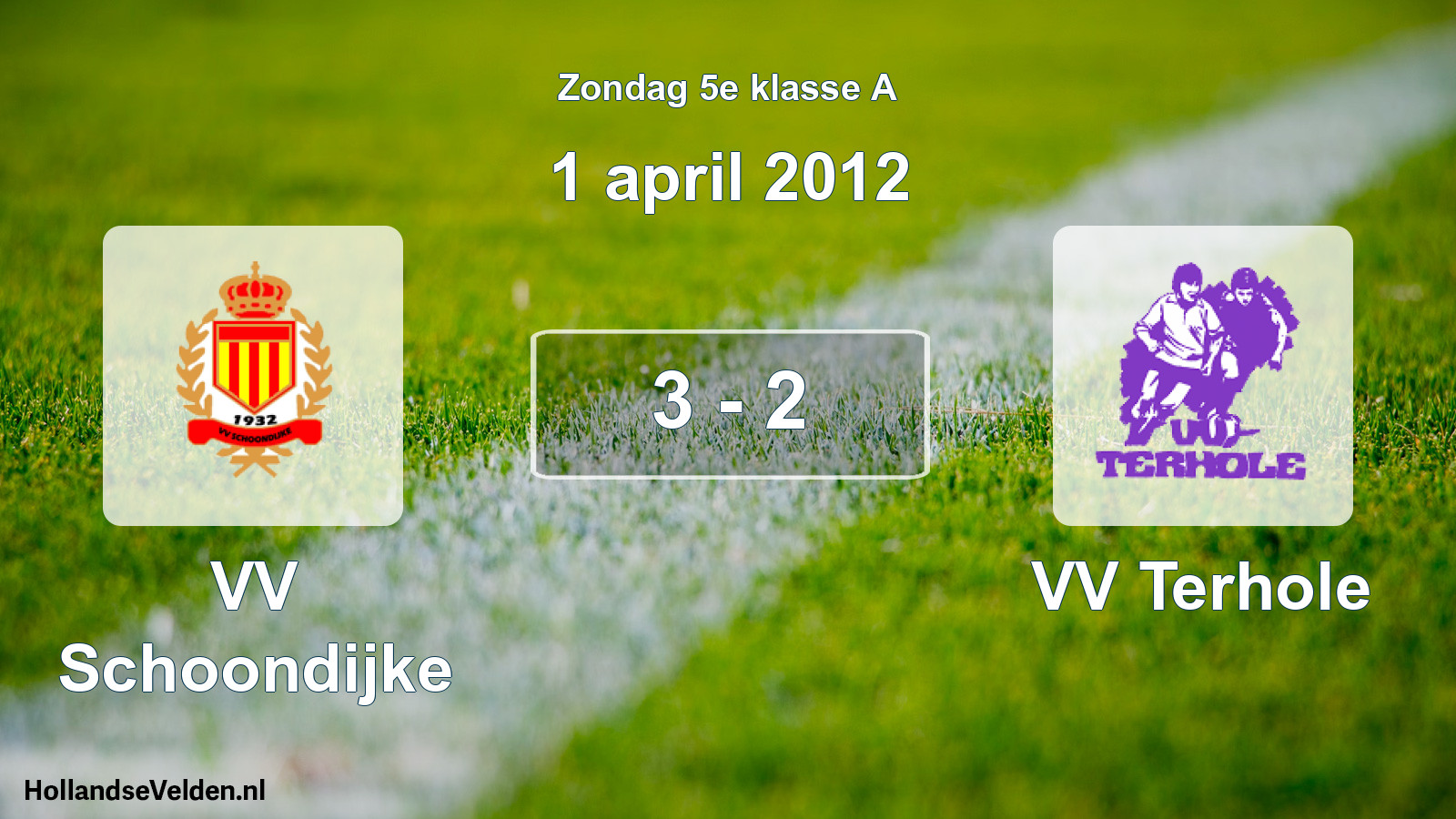 Total number of matches played: VV Schoondijke - VV Terhole 3 - 2 (1 April 2012)
