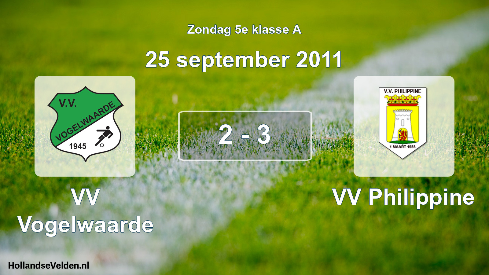 Total number of matches played: VV Vogelwaarde - VV Philippine 2 - 3 (25 September 2011)