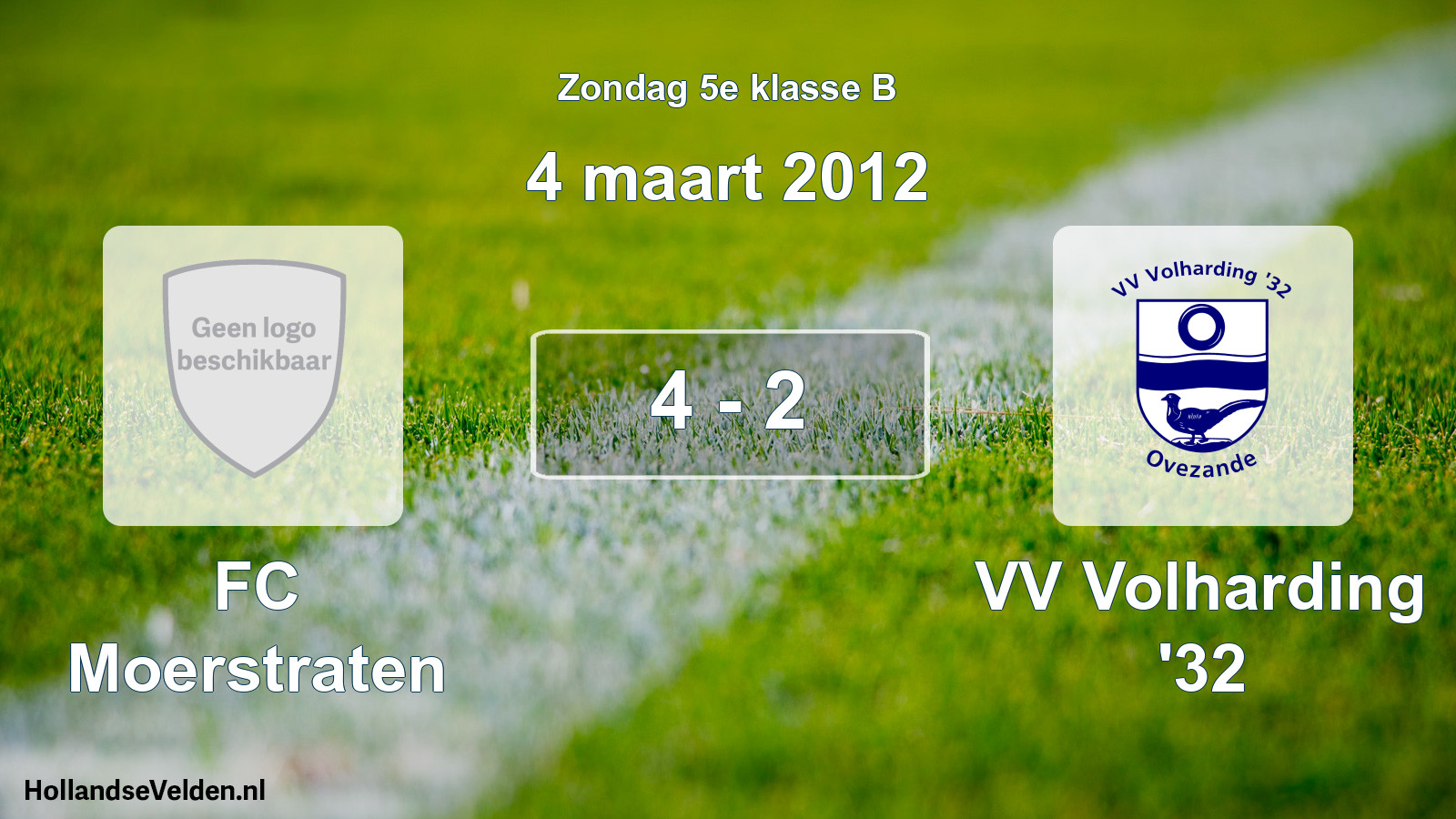 Total number of matches played: FC Moerstraten - VV Volharding '32 4 - 2 (4 March 2012)