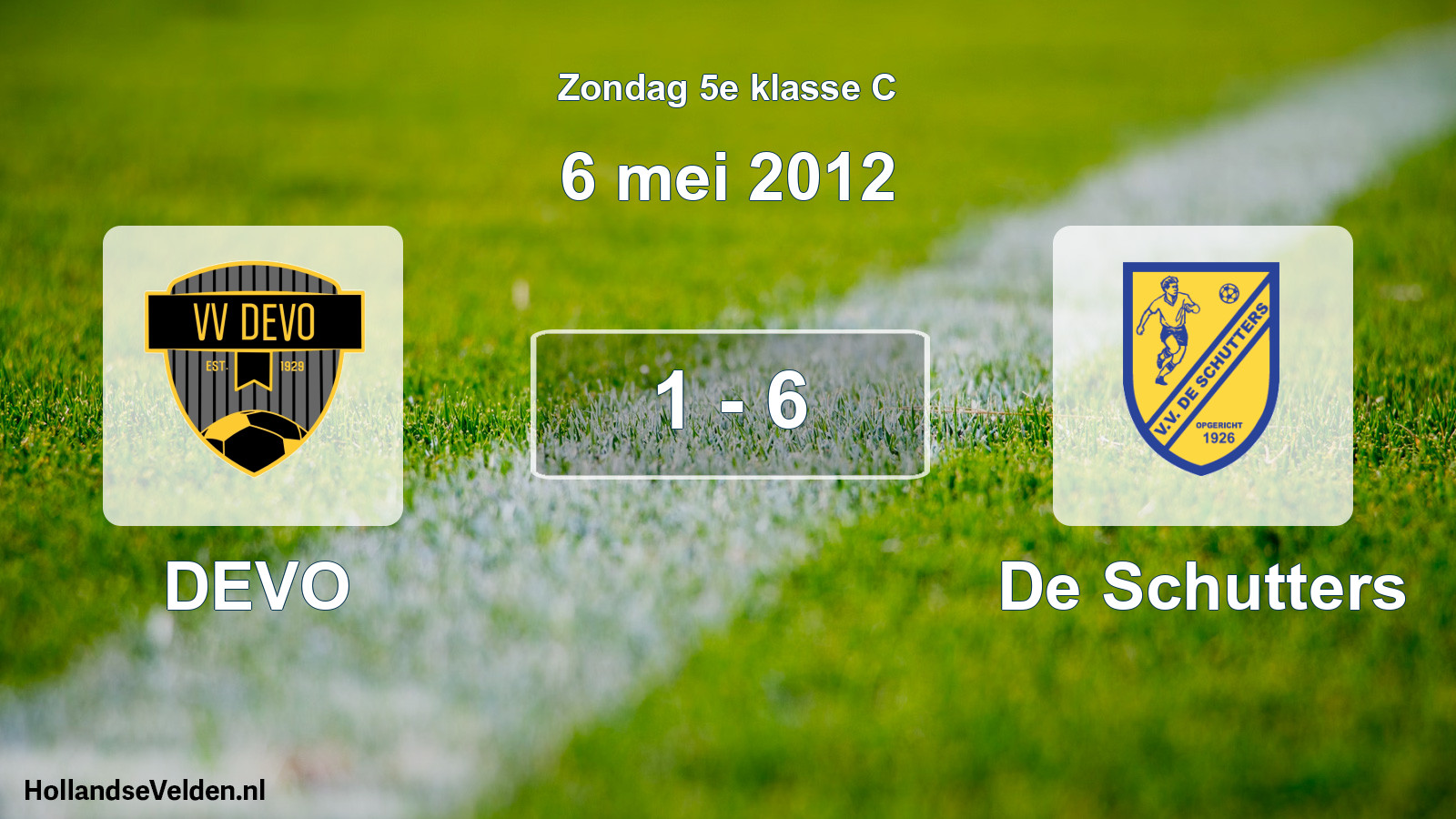 Total number of matches played: DEVO - De Schutters 1 - 6 (6 May 2012)