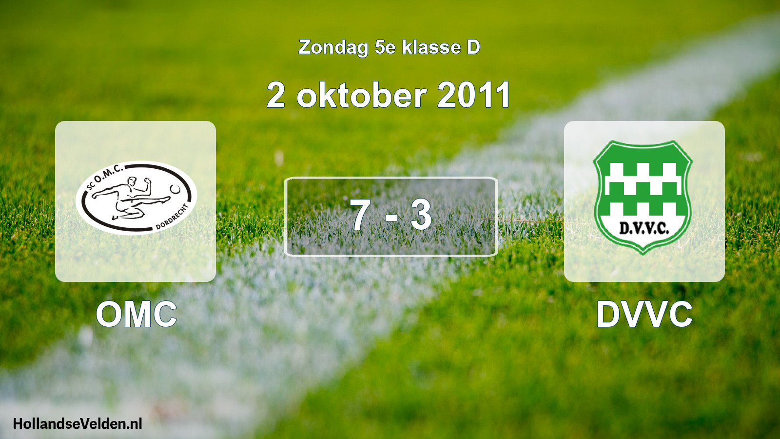 Total number of matches played: OMC - DVVC 7 - 3 (2 October 2011)