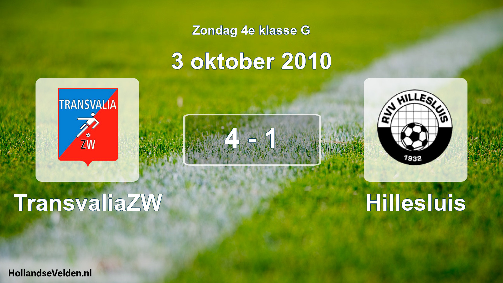 Total number of matches played: TransvaliaZW - Hillesluis 4 - 1 (3 October 2010)
