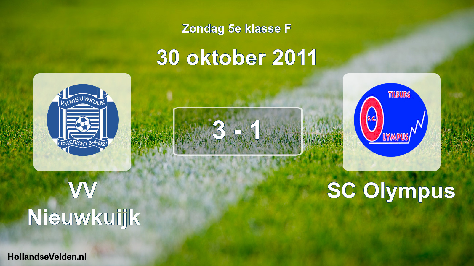 Total number of matches played: VV Nieuwkuijk - SC Olympus 3 - 1 (30 October 2011)