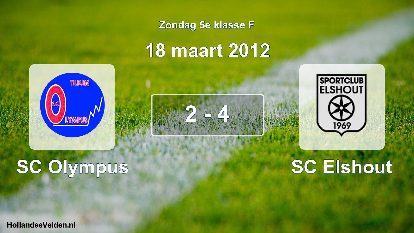 Total number of matches played: SC Olympus - SC Elshout 2 - 4 (18 March 2012)