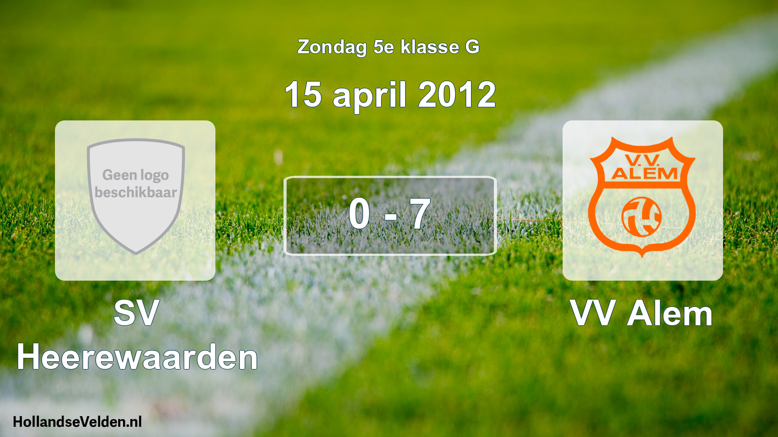 Total number of matches played: SV Heerewaarden - VV Alem 0 - 7 (15 April 2012)