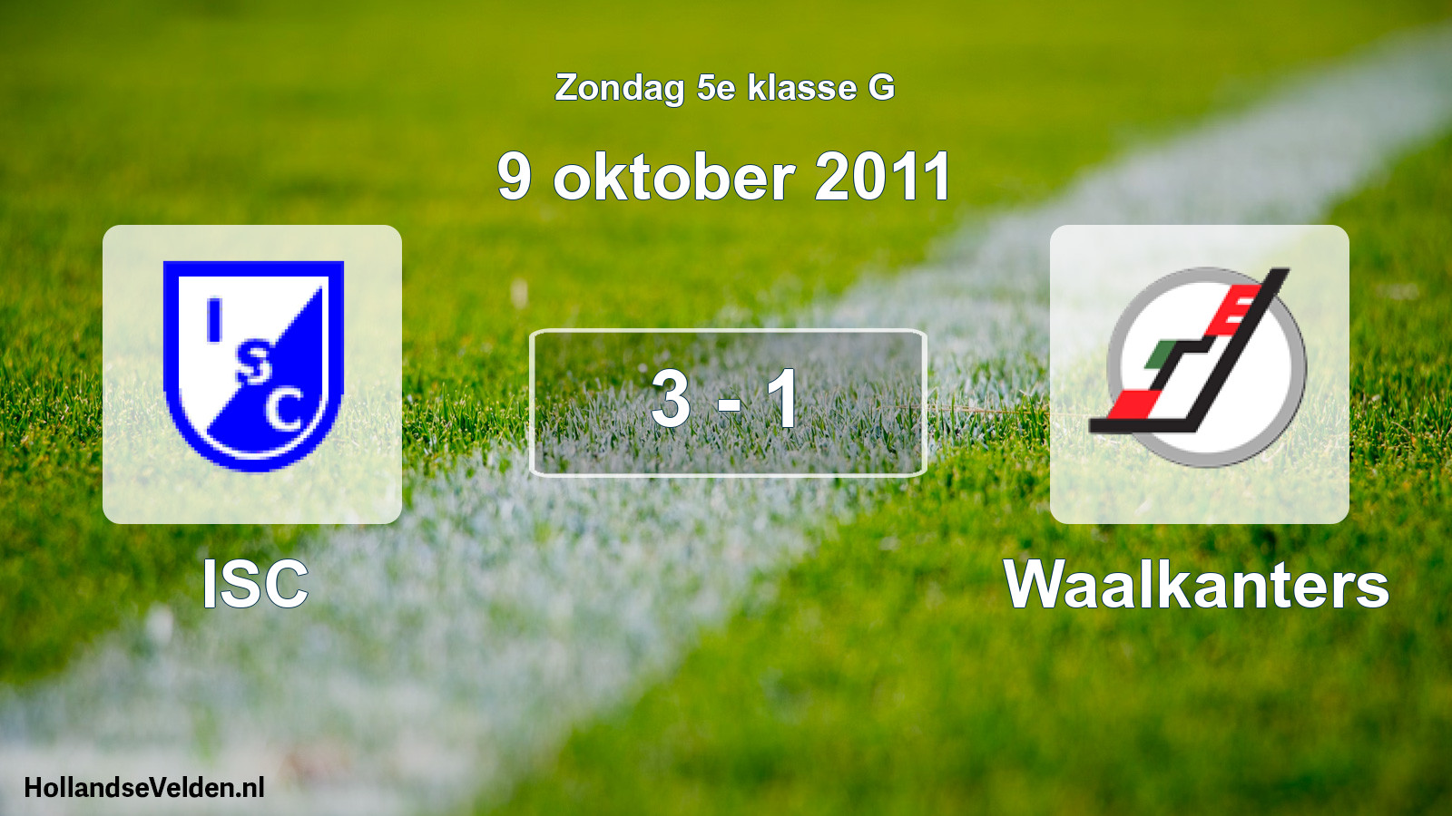 Total number of matches played: ISC - Waalkanters 3 - 1 (9 October 2011)