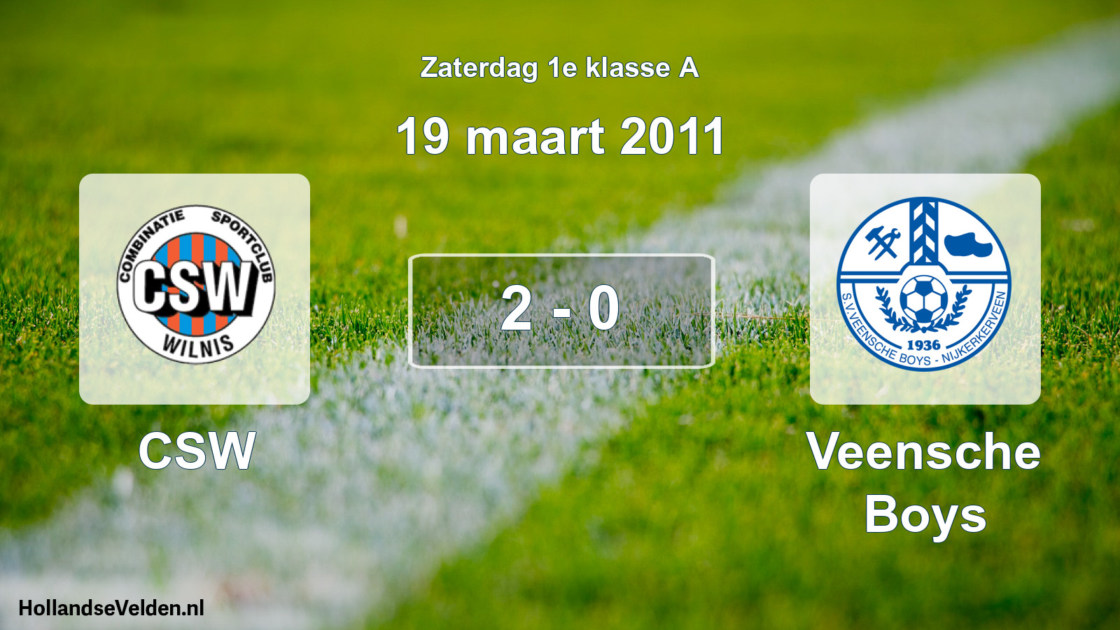 Total number of matches played: CSW - Veensche Boys 2 - 0 (19 March 2011)