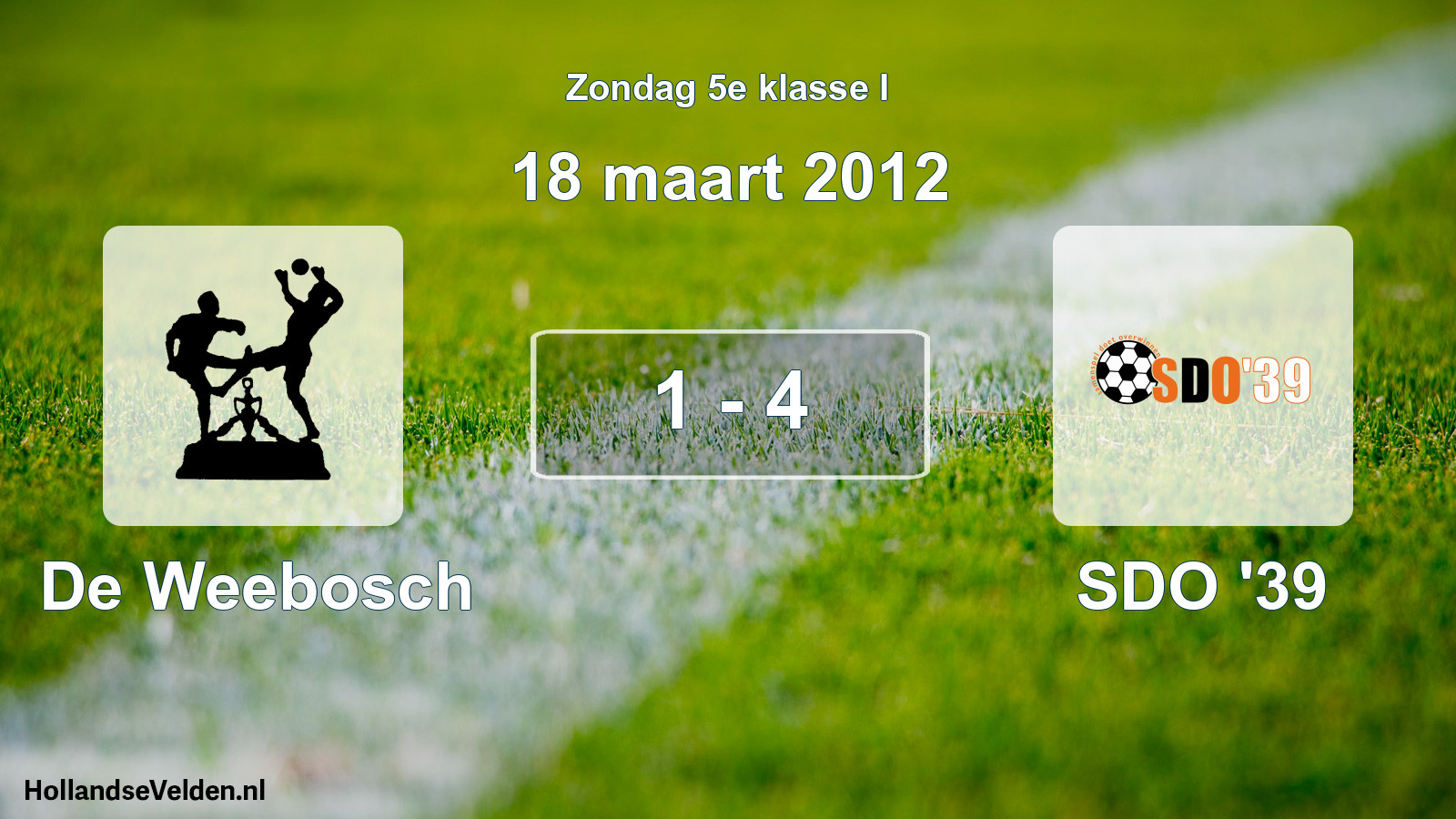 Total number of matches played: De Weebosch - SDO '39 1 - 4 (18 March 2012)