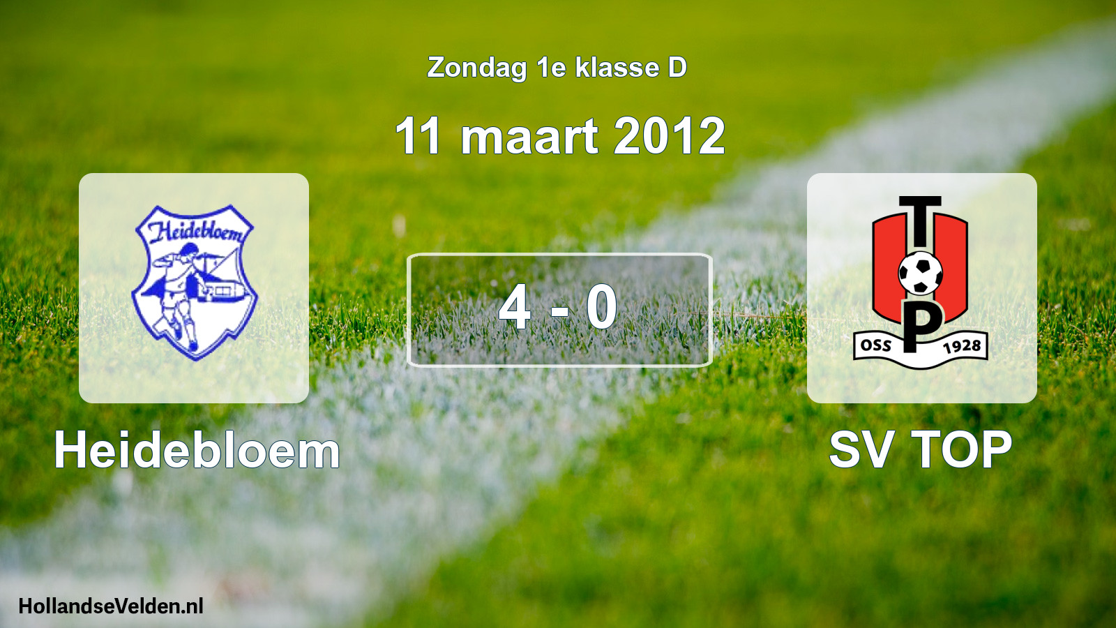 Total number of matches played: Heidebloem - SV TOP 4 - 0 (11 March 2012)