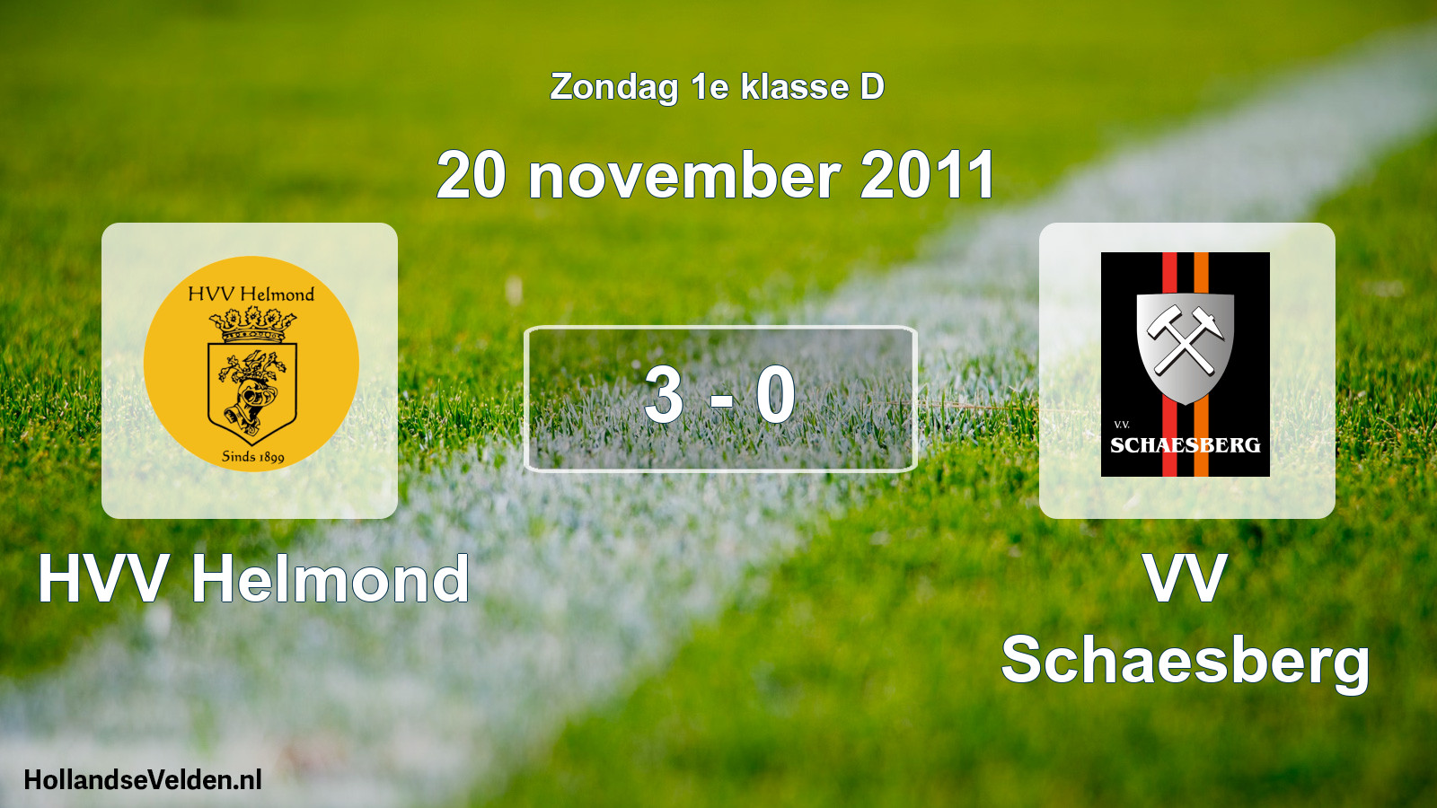 Total number of matches played: HVV Helmond - VV Schaesberg 3 - 0 (20 November 2011)