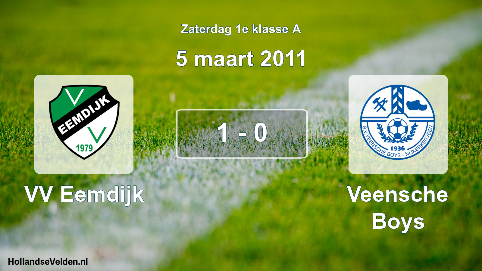 Total number of matches played: VV Eemdijk - Veensche Boys 1 - 0 (5 March 2011)